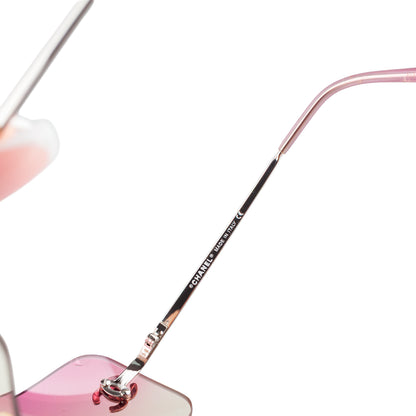 Chanel 4017-D Pink Gradient CC Logo Vintage Sunglasses With Rhinestones