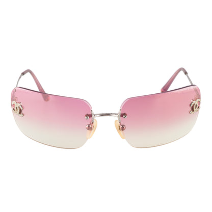 Chanel 4017-D Pink Gradient CC Logo Vintage Sunglasses With Rhinestones