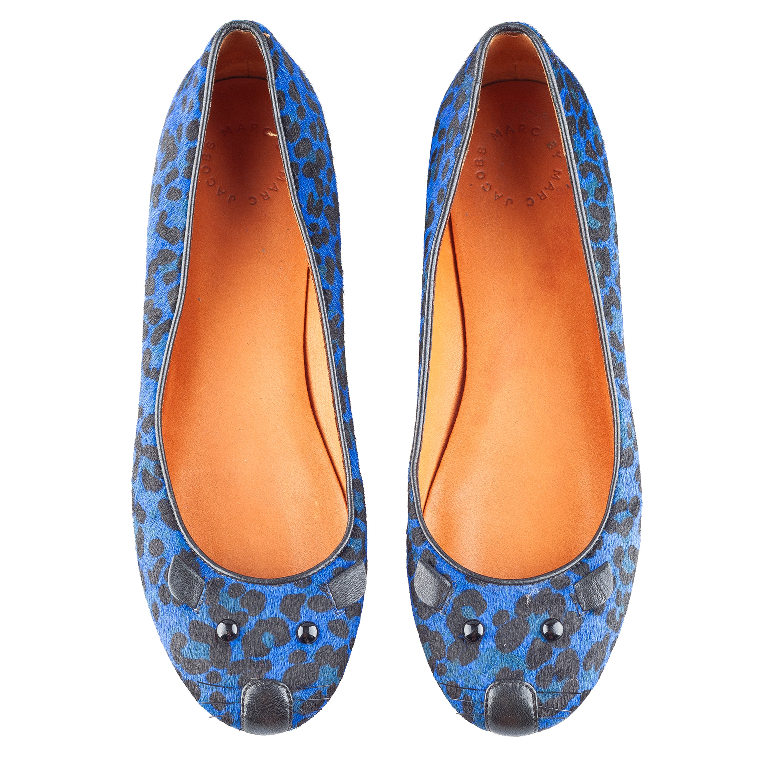 Marc by Marc Jacobs Blue Leopard Fur Mouse Ballet Flats