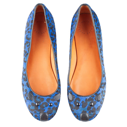 Marc by Marc Jacobs Blue Leopard Fur Mouse Ballet Flats