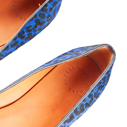 Marc by Marc Jacobs Blue Leopard Fur Mouse Ballet Flats