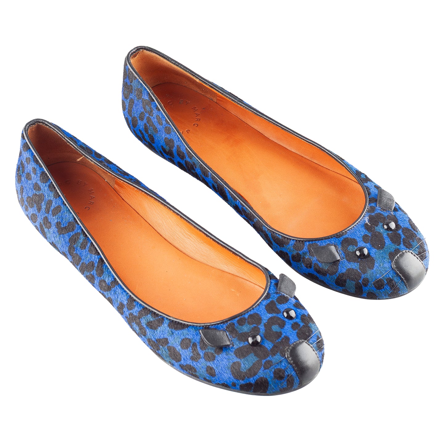 Marc by Marc Jacobs Blue Leopard Fur Mouse Ballet Flats