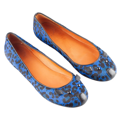 Marc by Marc Jacobs Blue Leopard Fur Mouse Ballet Flats