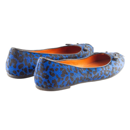 Marc by Marc Jacobs Blue Leopard Fur Mouse Ballet Flats