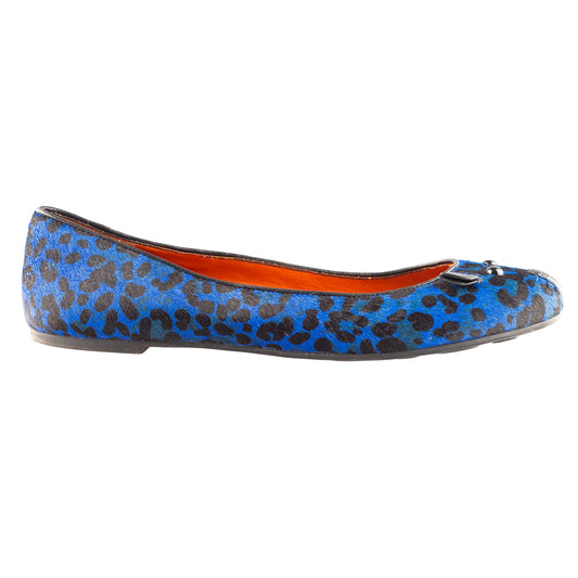 Marc by Marc Jacobs Blue Leopard Fur Mouse Ballet Flats
