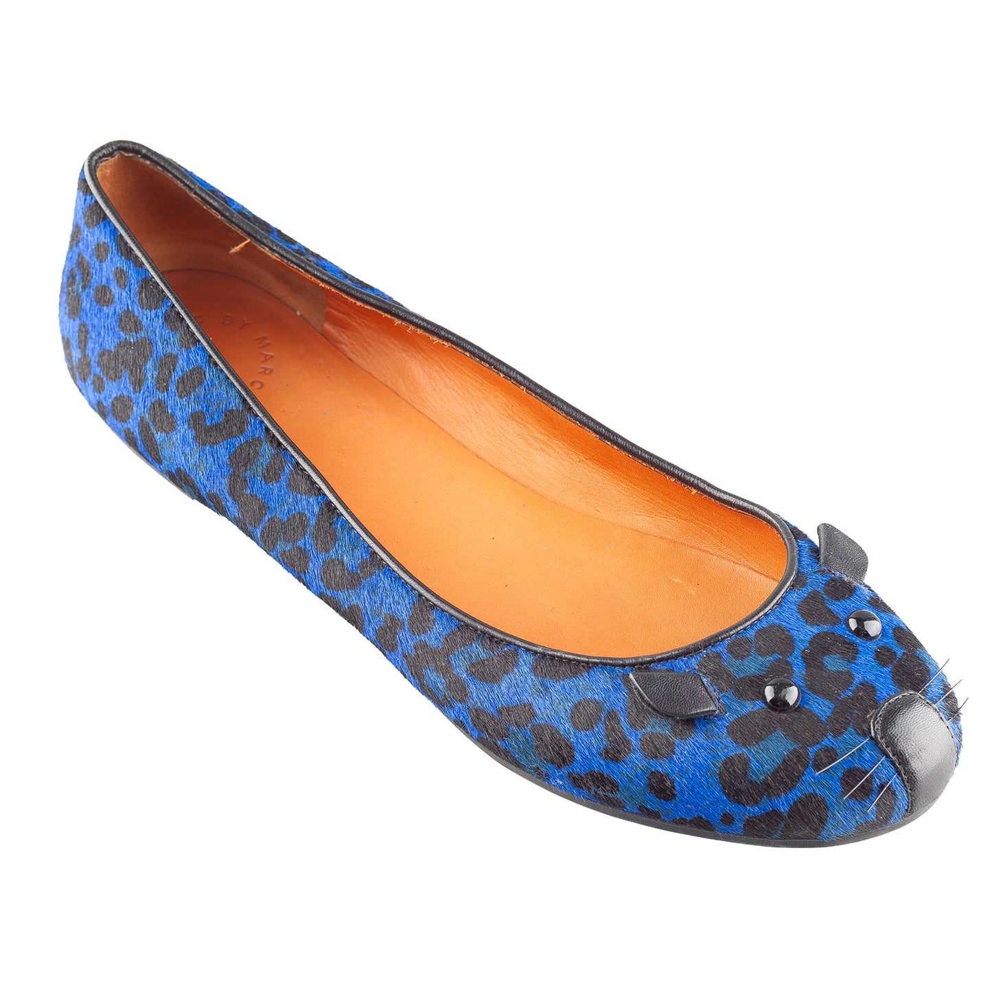Marc by Marc Jacobs Blue Leopard Fur Mouse Ballet Flats