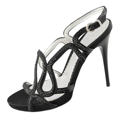 Giorgio Armani Crystal-Embellished Black Sandals