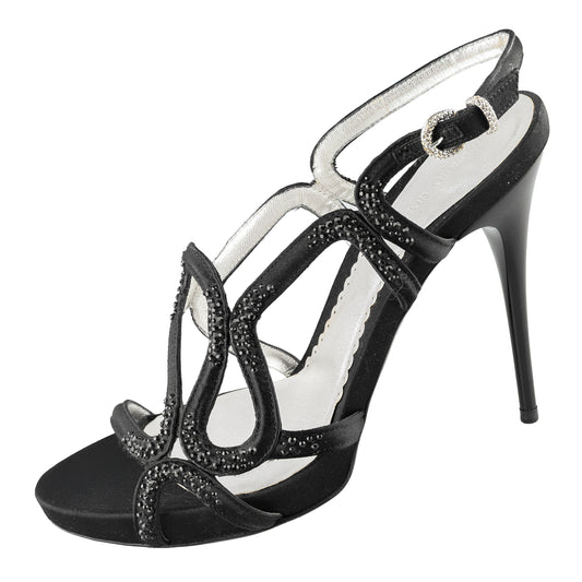 Giorgio Armani Crystal-Embellished Black Sandals