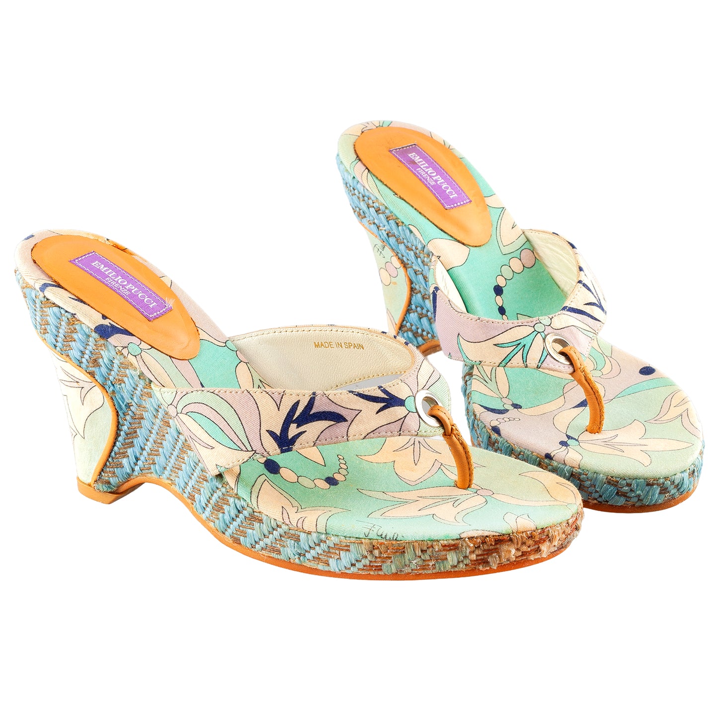Emilio Pucci Blue Tone Wedge Sandal
