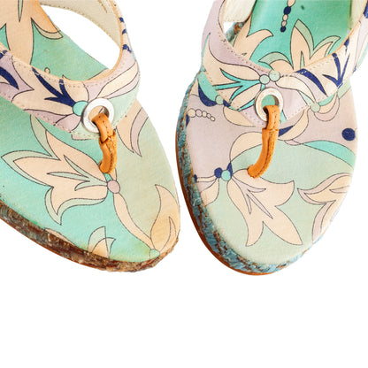 Emilio Pucci Blue Tone Wedge Sandal