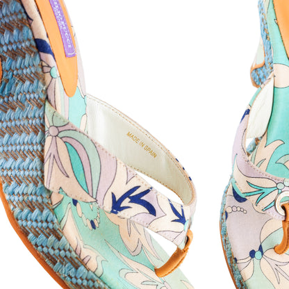 Emilio Pucci Blue Tone Wedge Sandal