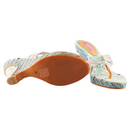 Emilio Pucci Blue Tone Wedge Sandal