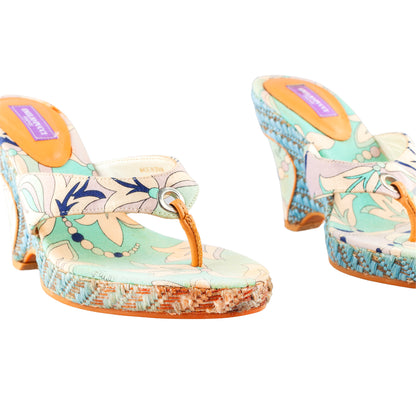 Emilio Pucci Blue Tone Wedge Sandal