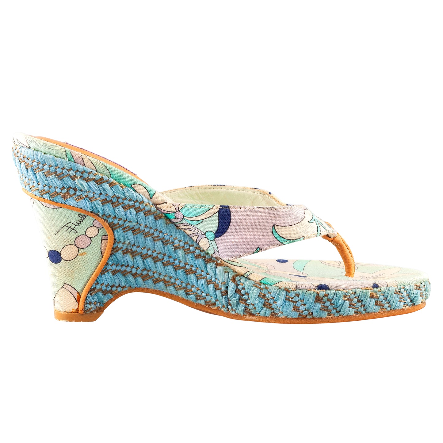 Emilio Pucci Blue Tone Wedge Sandal