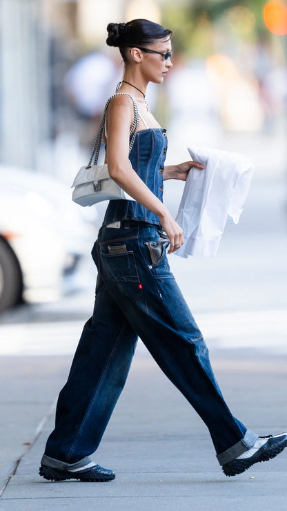 D&G Dolce & Gabbana Vintage Denim Corset Bustier Top