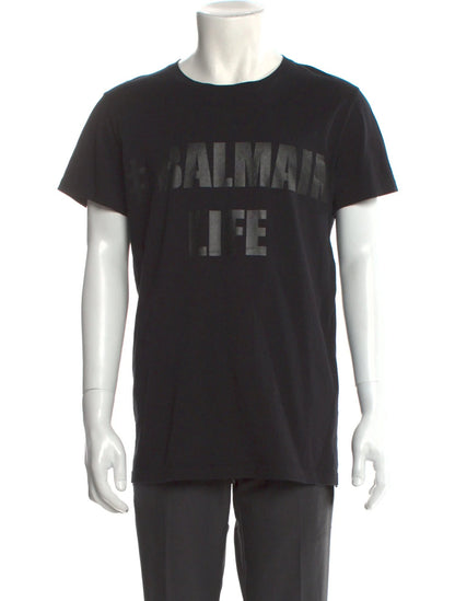 Balmain Paris 2017 AW "BALMAIN LIFE" Black T-Shirt  