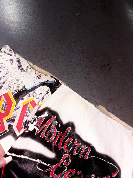 Dolce & Gabbana RARE Fall 2001 ‘ACDC- KISS’ Rocker Vintage White Leather Skirt (S/M)