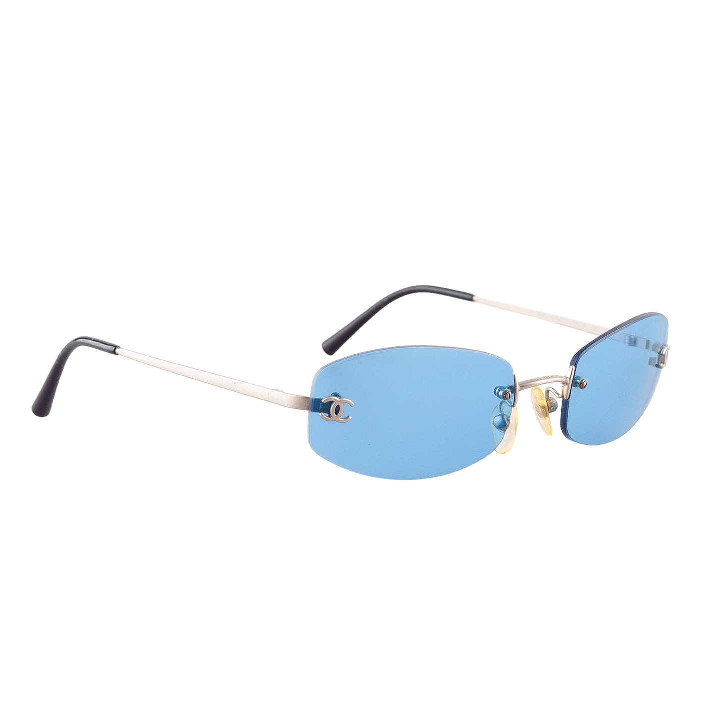 Chanel 4002 c.103/72 Vintage Blue Oval Sunglasses