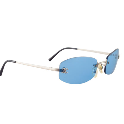 Chanel 4002 c.103/72 Vintage Blue Oval Sunglasses
