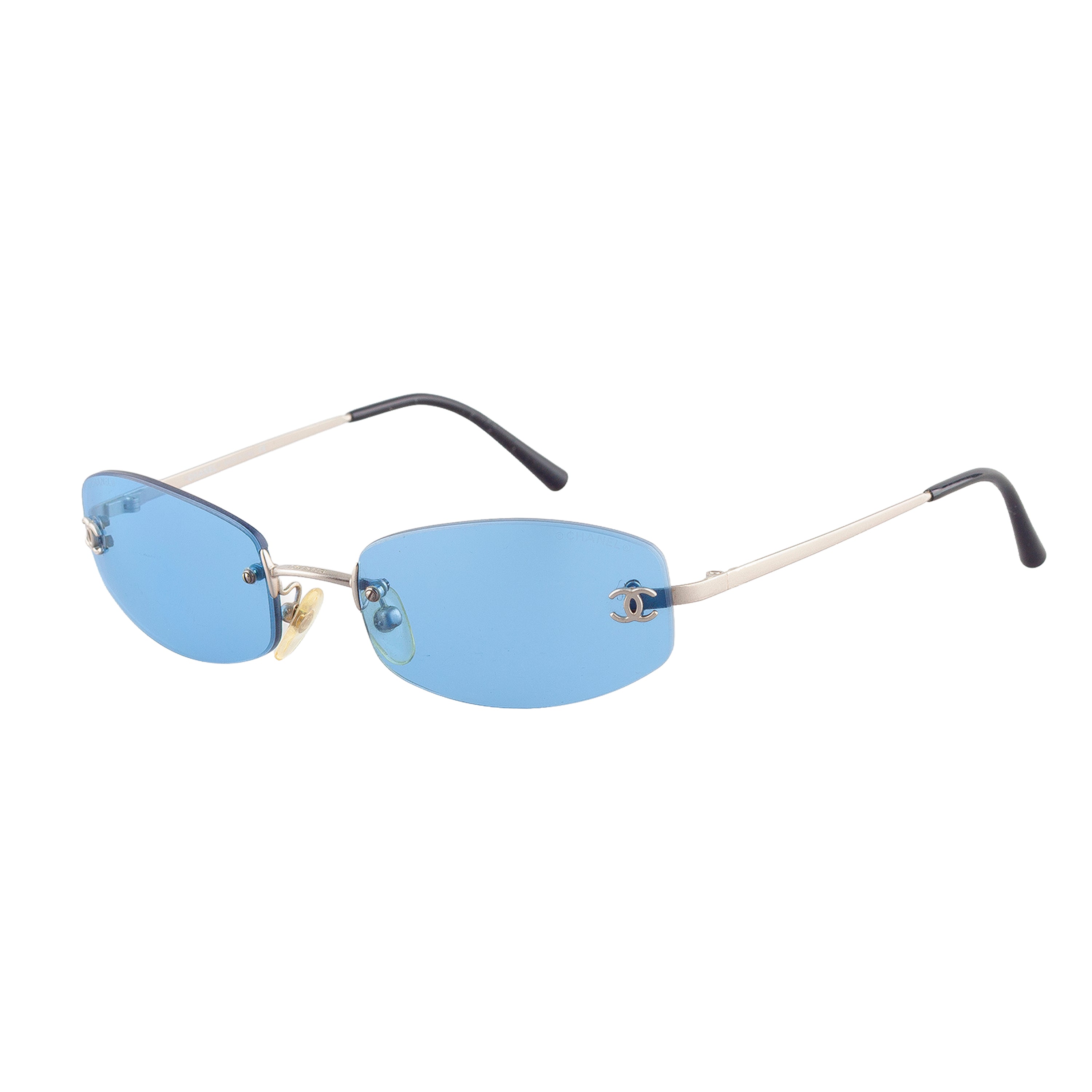 Chanel 4002 c.103/72 Vintage Blue Oval Sunglasses
