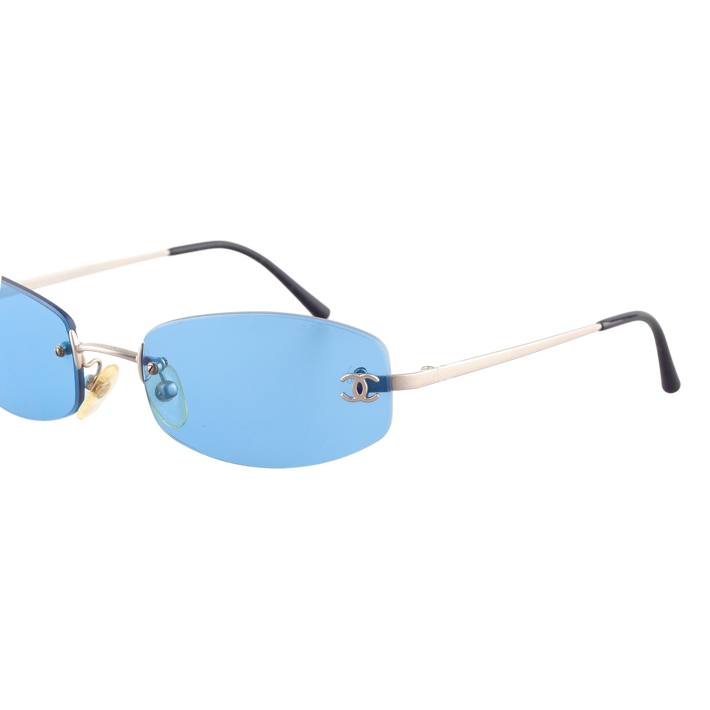 Chanel 4002 c.103/72 Vintage Blue Oval Sunglasses