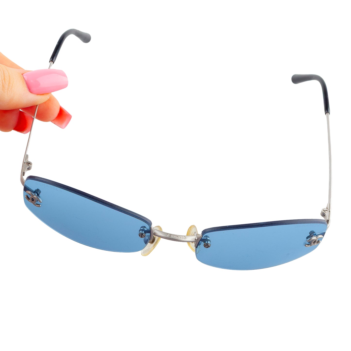 Chanel 4002 c.103/72 Vintage Blue Oval Sunglasses