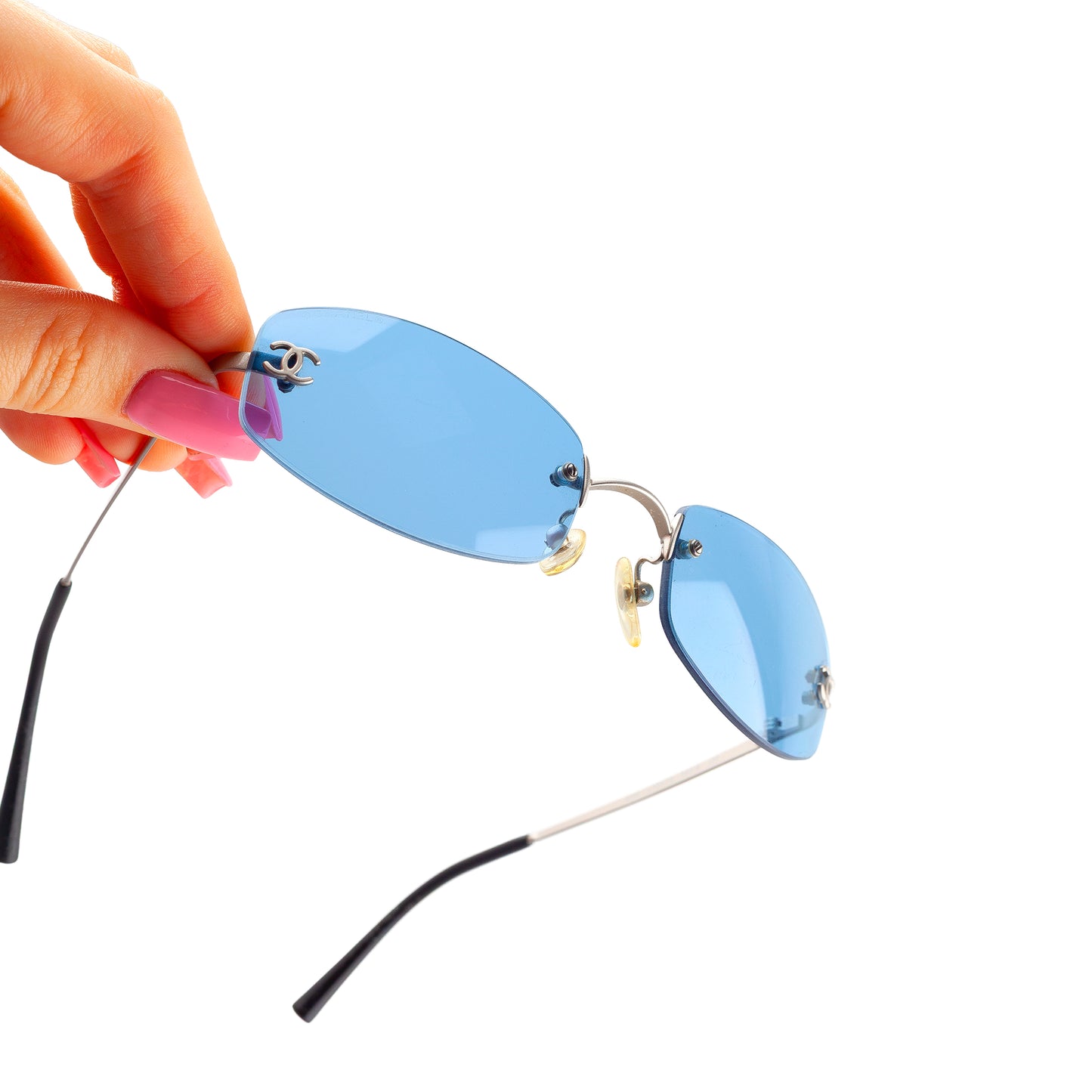 Chanel 4002 c.103/72 Vintage Blue Oval Sunglasses