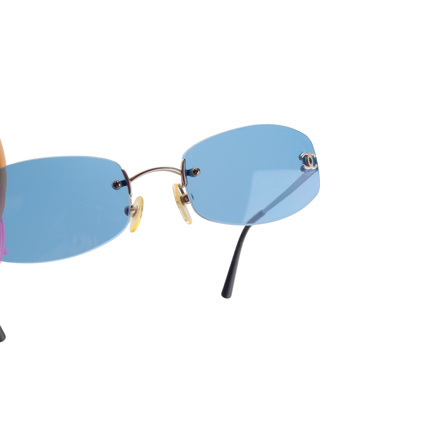Chanel 4002 c.103/72 Vintage Blue Oval Sunglasses