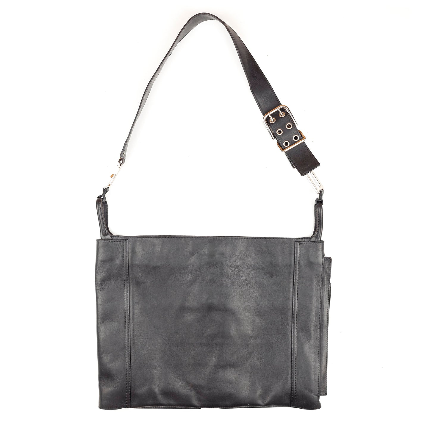 Dolce & Gabbana Black Leather Multipocket Messenger Bag