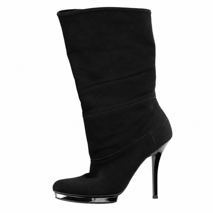 Gucci Black Suede Fold-Over Platform Stiletto Ankle Boots