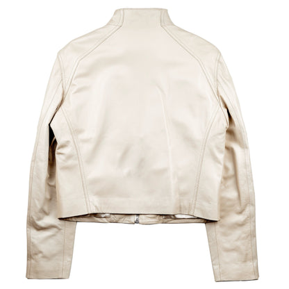 Blumarine Nude Multipocket Cropped Leather Jacket