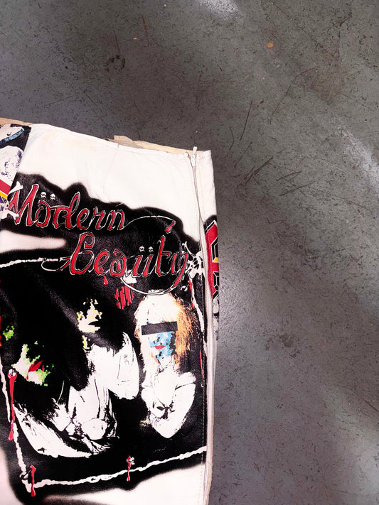 Dolce & Gabbana RARE Fall 2001 ‘ACDC- KISS’ Rocker Vintage White Leather Skirt (S/M)