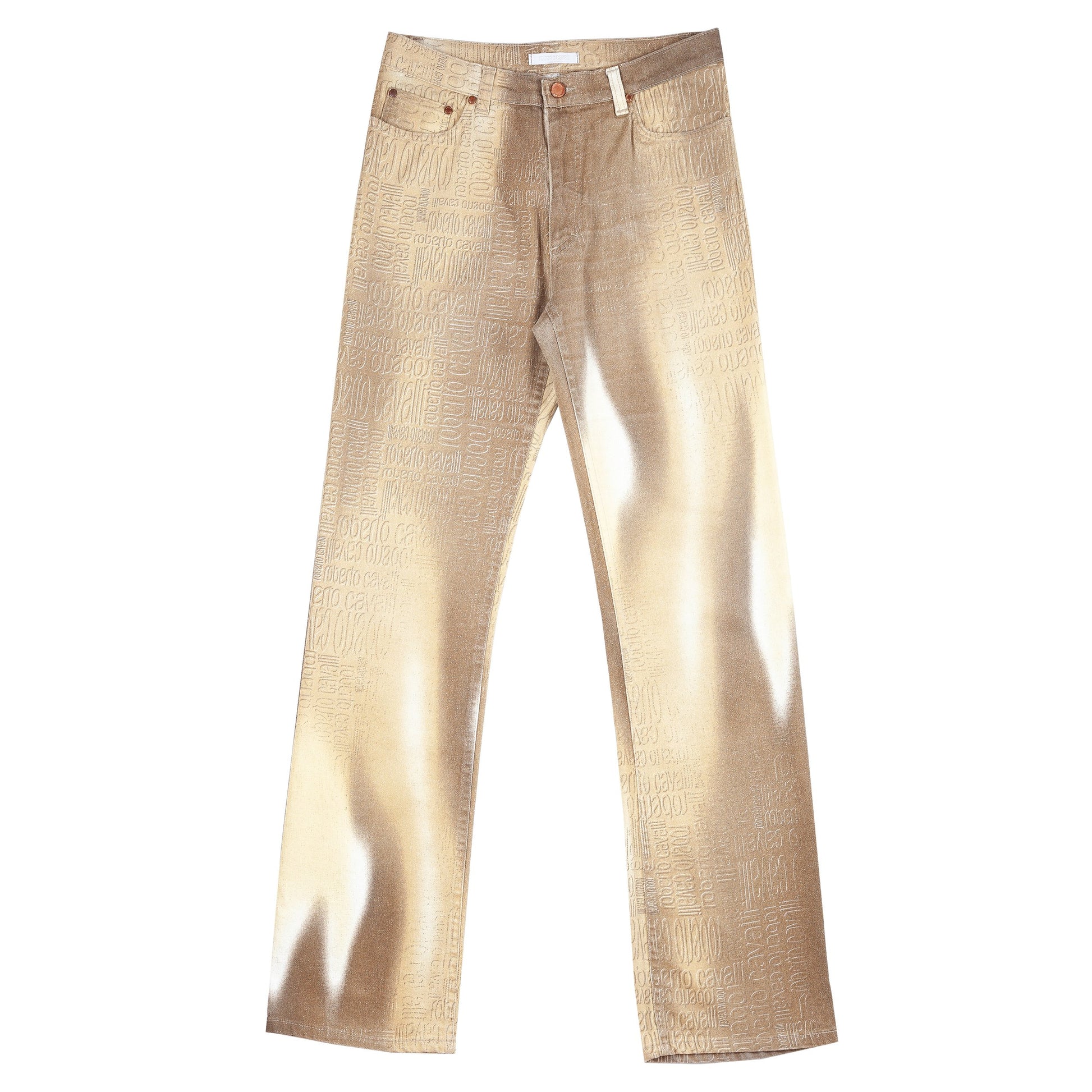 Roberto Cavalli Brown Monogram Tye-Dye Jeans