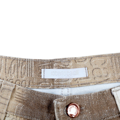 Roberto Cavalli Brown Monogram Tye-Dye Jeans