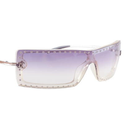 Chanel 5077-B CC Logo Shield Sunglasses with Rhinestones