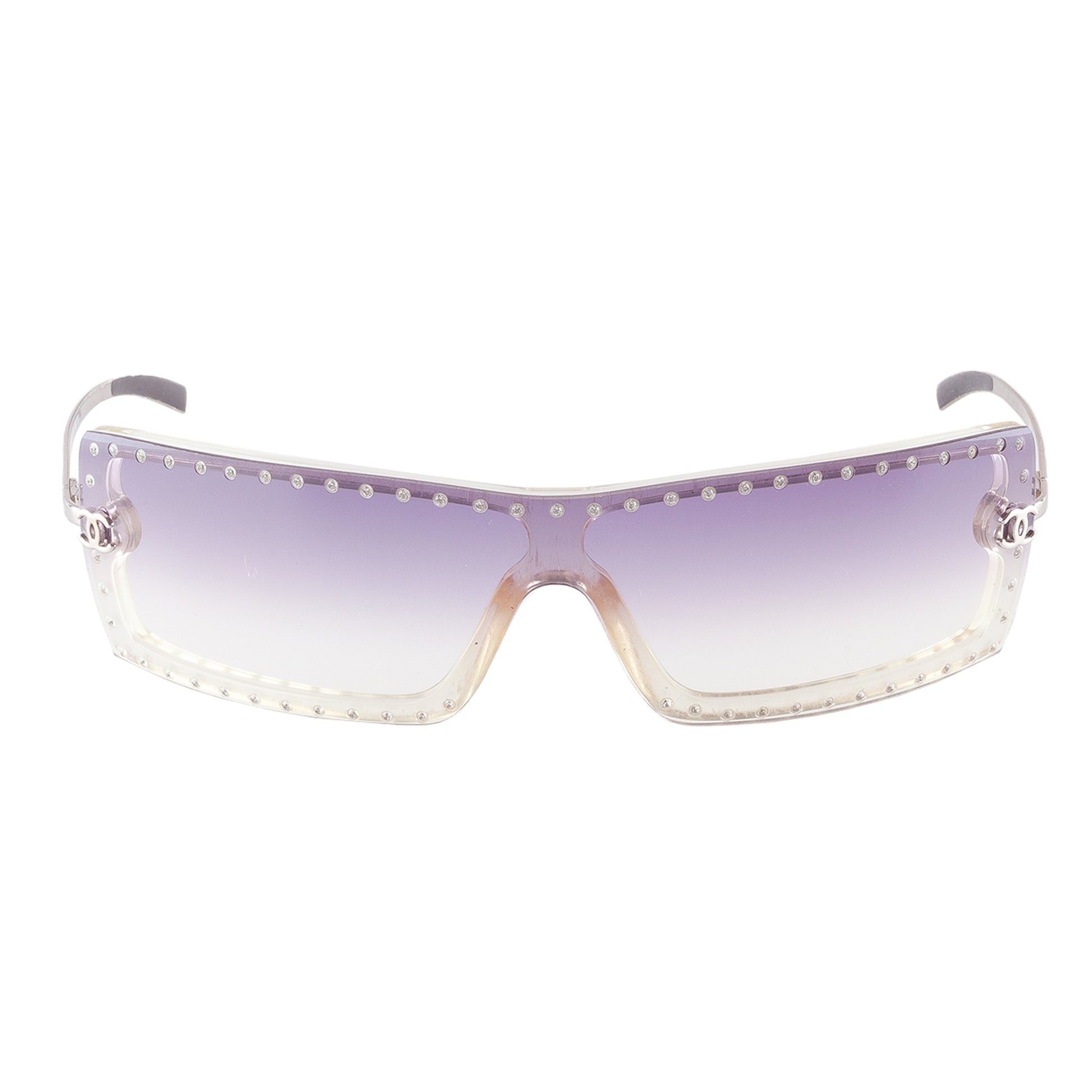 Chanel 5077-B CC Logo Shield Sunglasses with Rhinestones