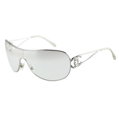 Chanel 4071-B CC Logo Shield Clear Sunglasses With Rhinestones