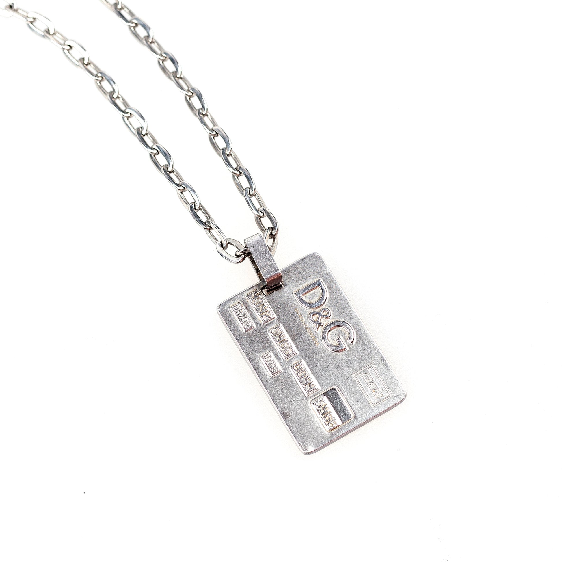 Dolce & Gabbana Credit Card Silver Metallic Necklace