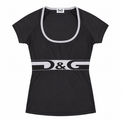 D&G Dolce & Gabbana Black & White Logo Sportswear Two-Piece Set
