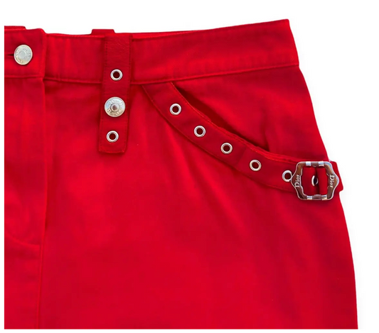 2003 Dior Red Bondage Skirt