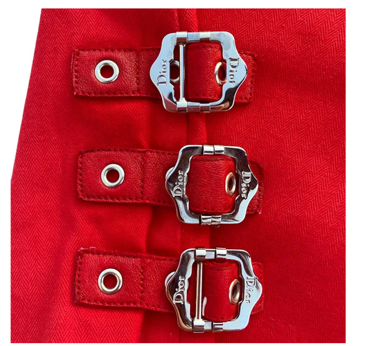 2003 Dior Red Bondage Skirt