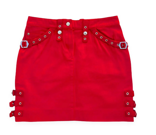 2003 Dior Red Bondage Skirt