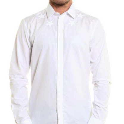 Givenchy Paris Long Sleeve Stars Button Up White Shirt (M/L)