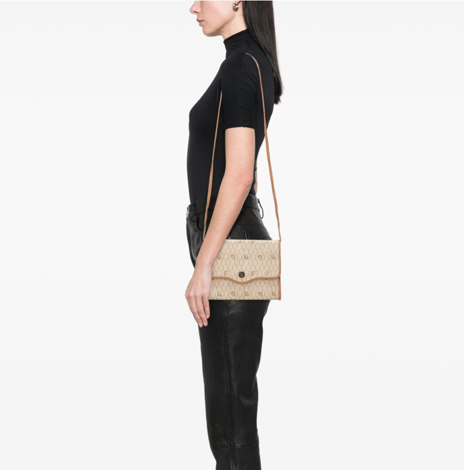 Christian Dior Vintage Monogram Light Brown Leather Crossbody Bag