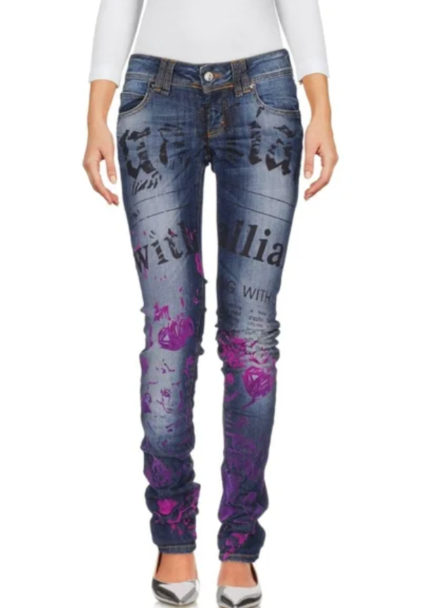 John Galliano Gazette Newspaper Purple Splash Jeans