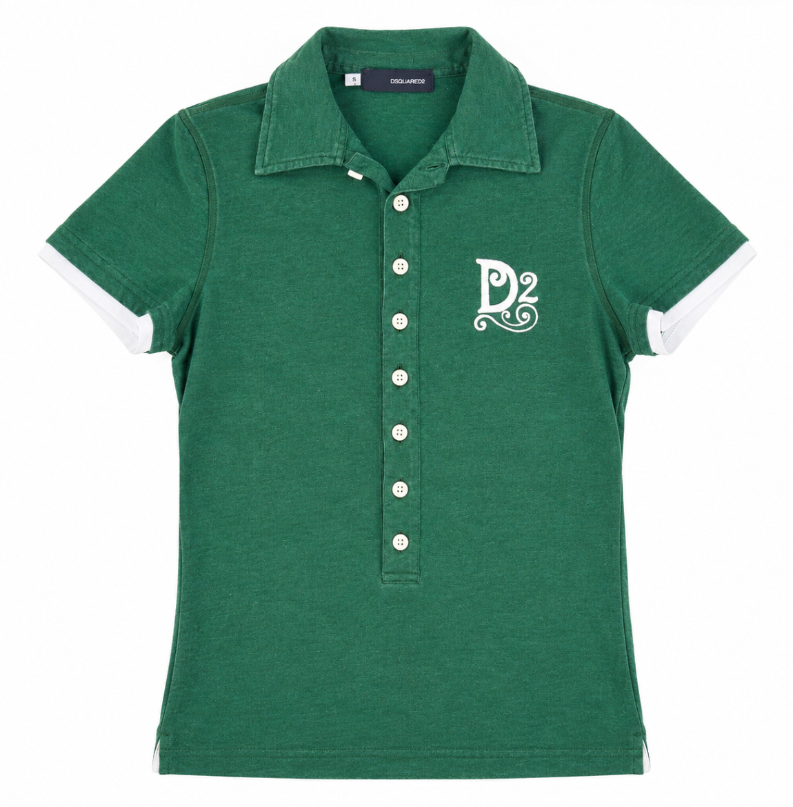 DSQUARED2 Green D2 Logo Short Sleeve Polo Shirt