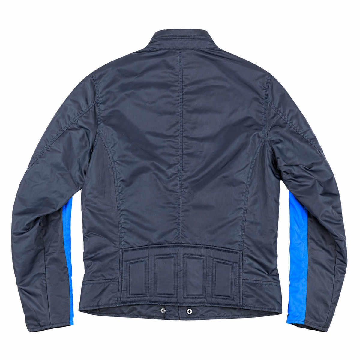 Diesel Navy Blue & Electric Blue Chevron Nylon Biker Jacket