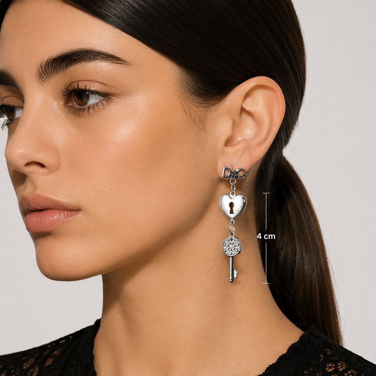 Dolce & Gabbana Lock & Key Heart Drop Earrings