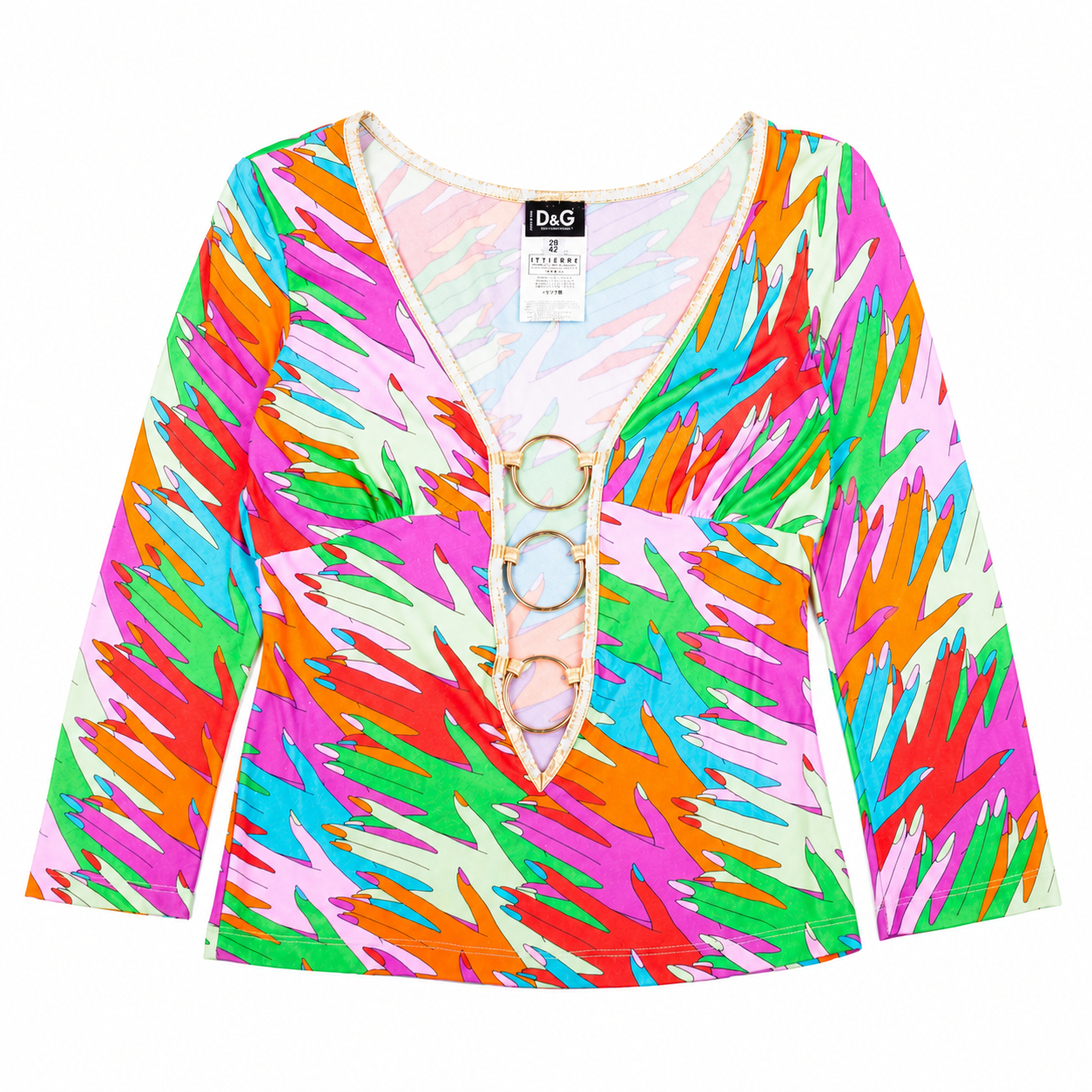 Dolce & Gabbana Rainbow Hands Gold O-Ring Top