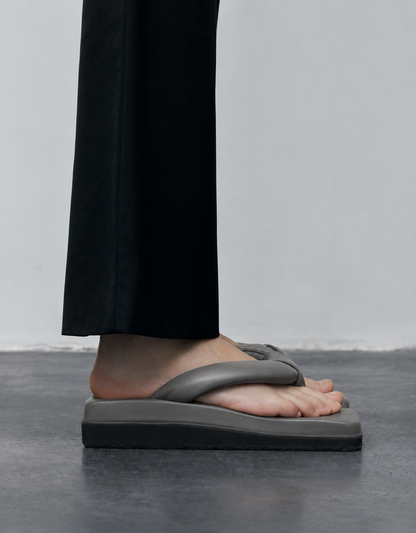 SINOBI Grey Japanese-Inspired Padded Flip-Flop Sandals